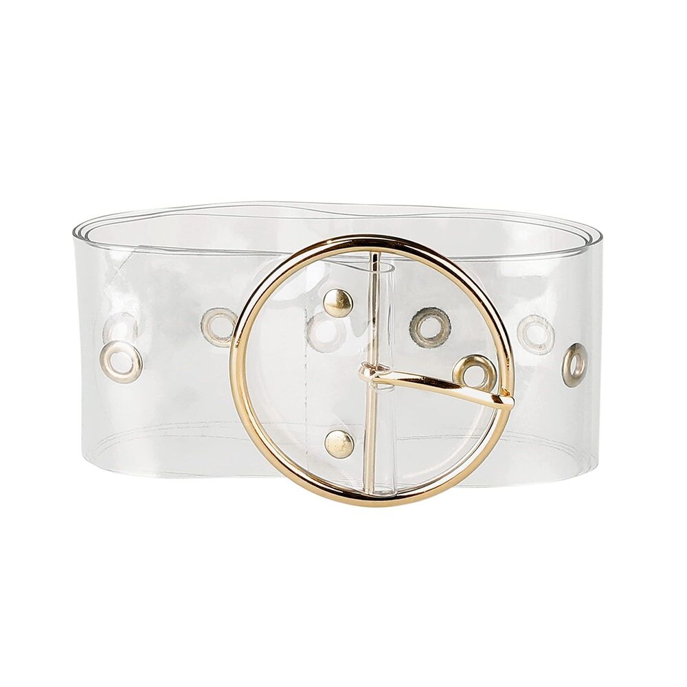 5462 Womens Grommet Clear Wide Waist Belts For Dresses Transparent Pin